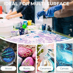 Nicpro 18 Colors 8.45oz Metallic Acrylic Pour Paint Supplies Kit, Large Volume Ready to Pour Premixed High Flow Pouring Paint Set with Silicone Pouring Oil, Gloves, Instructions for Beginner DIY