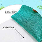Agate Green Glitter HTV Heat Transfer Vinyl 12" x6FT Glitter Vinyl for T Shirts Easy to Cut and Weed Compatible with All Cutter Machines HTV Vinyl Iron on for Cricut (Agate Green, 12“x6FT)