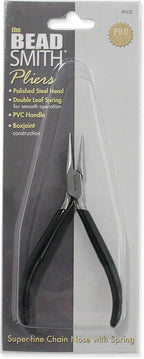The Beadsmith Chain Nose Pliers – Extra Fine Tips – 4.5 inches (114mm) – PVC Grip Handle with Double Leaf Springs – Jewelry Making Tool for Creating Bracelets, Earrings and Necklaces