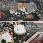 Morebes Washable 9x12 Area Rugs for Living Room, Large Bird Floral Dining Room Rug Non Slip, Ultra-Thin Boho Insect Distressed Soft Carpet for Kids Bedroom Office Decor, Black/Muliti