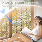 3D Stained Glass Window Privacy Film, Heat Control UV Blocking Static Cling Decorative Window Film for Bathroom,Front Door,Home Non Adhesive,GiltGaze 16.9 x 39.3 inches