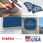 Trotec TroLase | 12"x12"x1/16", 8 Pcs | Navy Blue/Gold | 2 Ply | Modified Acrylic | Laser Engraving Double Color Plastic Sheet | Engraving Blanks for Laser, Saw, Guillotine | Made in USA