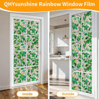 Stained Glass Window Privacy Film Decorative Rainbow Static Clings – Ideal for Home & Office, Adhesive-Free, Removable, UV-Blocking (Green Rainbow, 17.5 X 78.7 in)
