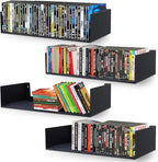 U Shape Floating Shelves Wall Mount Metal Bookshelf CD DVD Storage Display Shelves, Black Set of 4
