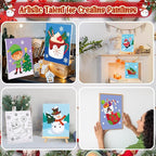 Zhanmai 12 Pack Pre Drawn Canvas for Painting Sip and Paint Kit 8" x 10" Paint Party Set Canvas Painting Pre Printed Canvases for Party Favor DIY Virtual Adult's Date Night(Santa)