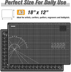 DIYSELF Cutting Mat 12in×18in, Cutting Mats for Crafts, Self Healing Cutting Mat A3, Cutting Mat for Sewing, Fabric Cutting Mat Double Side, Craft Mat for Desktop, Rotating Cutting Mats for Quilting
