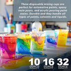 TCP Global Complete Paint Mixing Kit - 12 Cups with Lids, Mixing Sticks, Paddles, Strainers - Epoxy Resin Measuring Cups, Plastic Paint Cup Containers for Automotive & Art Projects