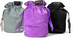 Luck Lab Velvet Drawstring Dice Bag - Set of Three Colors - Dungeons and Dragons Fabric/Standing Cotton Fabric Dice Bags/D&D Dice Pouch/Small Pouch/Velvet Jewelry Bag (Purple, Black, Grey)