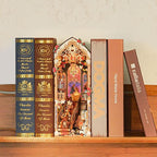 Tonecheer DIY Book Nook Kit for Adults, 3D Wooden Puzzle Music Booknook Miniature Dollhouse, Fairy Tale Bookend Bookshelf Decor with Dust Cover and LED Lights Gifts (Beast‌ and Beauty)