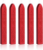 Yoption 5Pcs Sealing Wax Sticks, Vintage Totem Fire Manuscript Bright Red Wax Seal Sticks with Wicks, Sealing Wax for Wax Seal Stamp