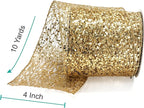 CT CRAFT LLC Sparkling Glitter Mesh Wired Ribbon 4" x 10 Yards Gold for Christmas Home Decor Bow Gift Wrapping DIY Crafts Wreath