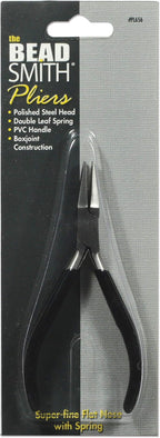 The Beadsmith Flat Nose Pliers – Extra Fine Tips – 4.5 inches (114mm) – PVC Grip Handle with Double Leaf Springs – Jewelry Making Tool for Creating Bracelets, Earrings and Necklaces