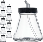 Master Airbrush (Pack of 10) TB-010 Empty 2.7-Ounce (80cc) Glass Jar Bottles with 30° Down Angle Adaptor Lid Assembly - Fits Dual-Action Siphon Feed Airbrushes, Use with Master, Badger, Paasche, Iwata