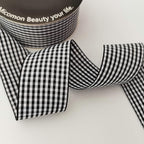 1.5 Inch Black and White Woven Edge Gingham Ribbon 25 Yards Each Roll 100% Polyester (1-1/2", Black)