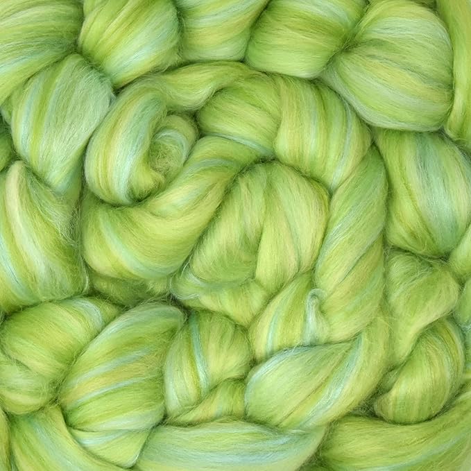 Merino Silk Luxe Tonal Designer Blend. Superfine Merino, Mulberry Silk, Tussah Silk. Top Roving for Spinning or Felting. Enchanted Forest 1oz