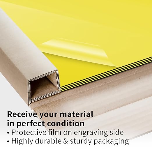 Trotec TroLase | 12"x24"x1/16", 4 Pcs | Yellow/Black| 2 Ply | Modified Acrylic | Laser Engraving Double Color Plastic Sheet | Engraving Blanks for Laser, Saw, Guillotine | Made in USA