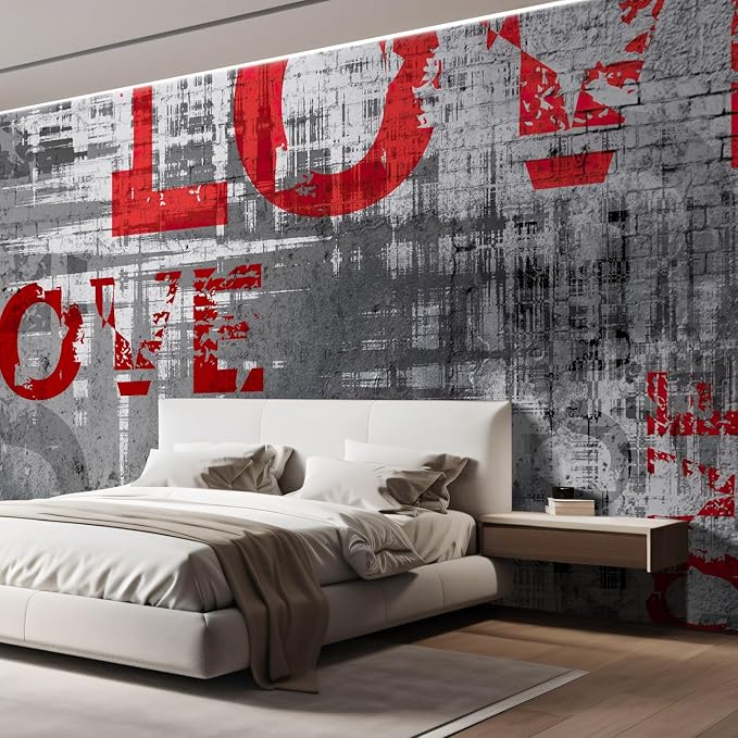 wall26 Wall Sticker/Wall Mural Love Letters Graffiti, Not Peel and Stick, Non-Woven Wallpaper Decorative for Bedroom, Living Room, Office - 100x144 inches