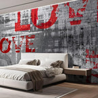 wall26 Wall Sticker/Wall Mural Love Letters Graffiti, Not Peel and Stick, Non-Woven Wallpaper Decorative for Bedroom, Living Room,Office - 132x144 inches