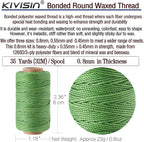 12 Colored Round Waxed Thread 0.8mm, 35 Yards per Spool, 3 Ply Polyester Wax Cord Strings for Hand Sewing, Beading, Bookbinding, Basket Weaving, Micro Macrame Bracelets and Jewelry Making