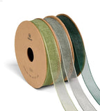 Vitalizart 3/8" x 30Yd Organza Ribbon Green Sheer Ribbons Set 10 Yd x 3 Rolls Drak Green Sage Handmade Eco-Friendly for Gift Wrapping Christmas Tree Crafts Bows Wedding Invitations Wreaths Wrap