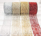 CT CRAFT LLC Sparkling Glitter Mesh Wired Ribbon 2.5" x 10 Yards Red for Christmas Home Decor Bow Gift Wrapping DIY Crafts Wreath