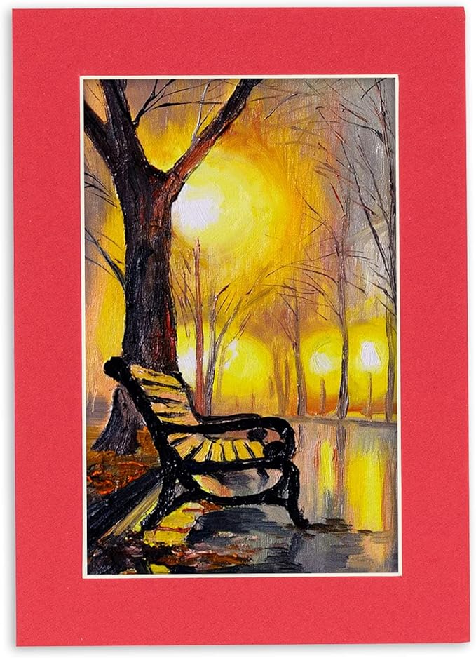 8.5x11 Mat Bevel Cut for 7x9 Photos - Acid Free Cardinal Red Precut Matboard - For Pictures, Photos, Framing - 4-ply Thickness