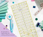 Quilting Ruler 6"x24",Non-Slip Clear Acrylic Sewing Ruler with Easy-to-Read Grid,Yellow & Black Grid Design,Perfect for Fabric,Patchwork,Cutting & Sewing Crafts,Durable Tool for Quilting