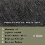 Pullu - Baby Alpaca Merino Wool Yarn Set of 3 Skeins (150 Grams) Worsted Weight - Sourced Directly from Peru - Heavenly Soft and Perfect for Knitting and Crocheting (Gray)