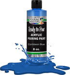 Pouring Masters Caribbean Blue Ready to Pour Acrylic Pouring Paint - Premium 8-Ounce Pre-Mixed Fluid Acrylic Paint - Fluid Art Supplies for Canvas, Wood, Paper, Tile & Rocks