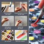 Watercolor Paint Set,100 Colors in Nature Bamboo Box,Portable Water Colors Kit with Papers and Brush Pens,Great for Kids Adults Beginners & Professionals（bamboo）