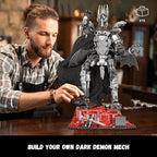 Dark Lord Building Set with Light Magma Base, Creative Demon Mech Display Model, Compatible with Lego Adults, STEM Christmas Birthday Gift Toy for Kids Boys 8-14 (879 PCS)