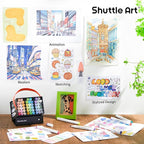 Shuttle Art Pastel Alcohol Markers Brush tip, Dual Tip Brush & Fine Tip Art Marker Set, 50 Colors plus 1 Blender Marker Pens with Case Perfect for Illustration Kids Students Adults Coloring Sketching