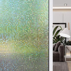 HIDBEA 3D Window Privacy Film - Rainbow Decorative Clings, Heat Control Decals, Vinyl Glass Tint, 35.4 x 98.4 Inches, Mosaic Patterns