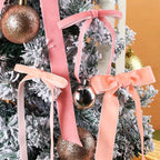 LaRibbons Thin Velvet Ribbon 3/8 Inch x 25 Yards, Peach Pink Velvet Ribbon for Christmas Tree, Gift Wrapping, Wreath Bow, Outdoor Decoration