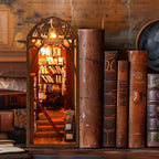 DIY Book Nook Miniature Kit, 3D Wooden Puzzles Bookend, Bookshelf Insert Decor, Assemb Build for Adults, Unique Gift for Birthday Father's Day, Library