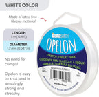The Beadsmith Opelon Stretch Cord – Elastic Beading Fiber, White, 1.2 mm Diameter, 5 Meters (16.4 ft) Spool