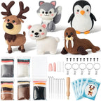 WATINC Needle Felting Kit - 5 Set Unique Different Cute Doll Wool Felt Needle Tools Foam Pad Instruction, DIY Home Decoration Craft Party Supplies for Art Work Starter Beginners (Polar Animal)