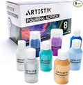 ARTISTIK Acrylic Pouring Paints - 8 x 100ml Paint Colour Set with 2 Mixing Cups - Paint Bottles for Art Supplies, Canvas, Glass, Paper, Wood, Stone, Tile