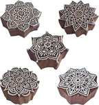 Royal Kraft Mandala Wooden Printing Stamps (Set of 5) - DIY Henna Fabric Textile Paper Clay Pottery Blocks Htag2209