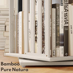 YOWOS Rotating Bookshelf Tower, 360 Display Spinning Bookcase, Bamboo Bookshelf Floor Standing Storage Rack, Wood Narrow Book Shelf Organizer for Kids&Adults (White, 2 Tier)