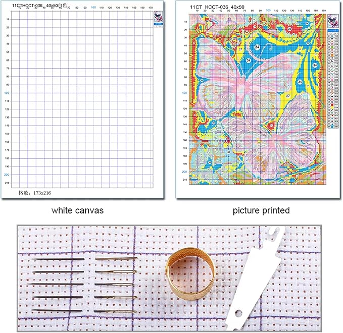 Stamped Cross Stitch Kits - Beach Night Landscape Counted Cross Stitch Kits for Beginners Adults Needlepoint Cross-Stitch Patterns-Magic Mandala 18x18 inchs