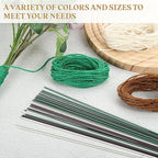 uxcell 100Pcs 2 Gauge Floral Wire, 11.81" Length Flower Stem Wires with 0.08" x 32.8ft Twine for Wreath Making, Flower Arrangement, White