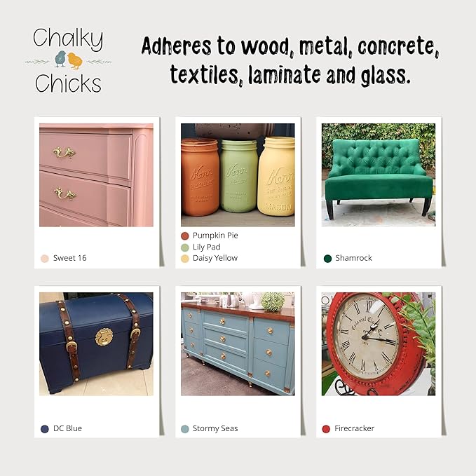 Chalky Chicks All-in-One Chalk Paint for Furniture or Cabinet - 4 Fl Oz - Matte Finish Sea Glass (Light Blue) for Metal, Wood Furniture Paint - No Sanding All-in-One for Home Decor & Crafts, USA Made