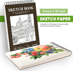 Soucolor 8" x 10" Blank Spiral Notebook| 100 Sheets 68lb/100gsm| Classroom Must Haves Supplies, Back to School Supplies for Teachers & Students| Small Sketchbook Drawing Paper for Kids and Adults