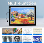 A4 Light Pad with Foldable Stand, UL Certified Adapter, 8000 Lux Super Bright Ultra Thin Pad for Cricut Weeding Vinyl, Artist Drawing Light Box/Board/Table for Tracing, Sketching - Black