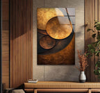 My Photostation.com Round 31,5'' Bronze Art Deco Geometric Motifs Glass Wall Art Tempered Glass Printing Wall Decor Large Wall Art Wall Hangings