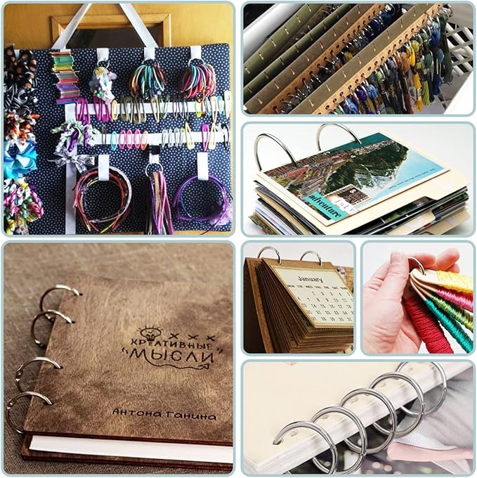 CooBigo 50 Pack Binder Rings, 2-1/2-Inch Metal Book Ring Holder for Loose Leaf, Index Cards, Flash Cards, Keychains - Silver