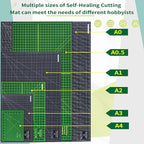 Thickness-Upgraded 12" x 18" Self Healing Sewing Mat, WerkWise Rotary Cutting Mat, Double Sided 5-Ply 12x18 Inch Cutting Board for Quilting, Fabric, & Crafts, Use with Rotary Cutters (Green & Black)