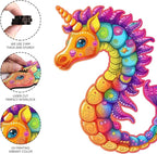 Wooden Puzzles for Adult and Kids, 100 Pieces Ocean Puzzle, Unique Shaped Seahorse Wooden Preschool Puzzle, Toddler Wooden Puzzle Toy Gift for Family and Friends, Suitable for Family Games