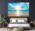 My Photostation.com 20Wx14H'' Beautiful Sunset & Ocean Glass Wall ArtTempered Glass Printing Wall Decor Large Wall Art Wall Hangings